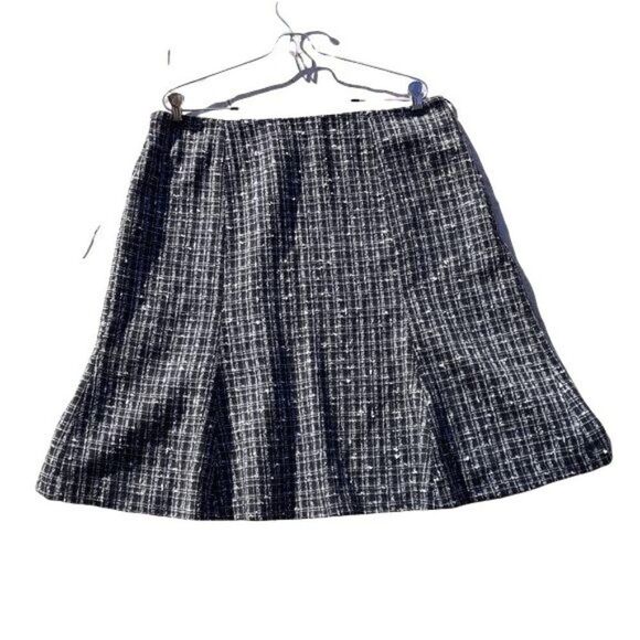 Vtg Skirt Dark Academia Schoolgirl Wool Tweed Windowpane Plaid Full Skater Sz 14 - Picture 2 of 11